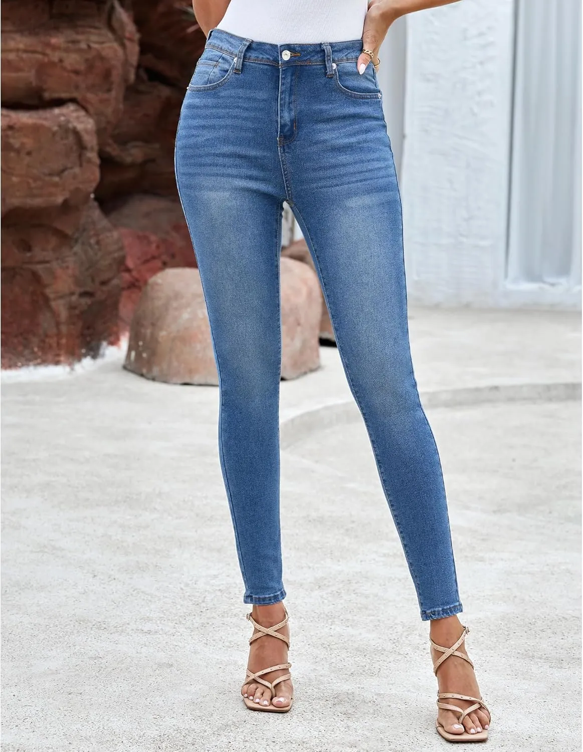 LookbookStore Skinny Jeans for Women Trendy High Waist Slim Fit Comfort Jeggings Jeans Stretchy Denim Pants Work Casual