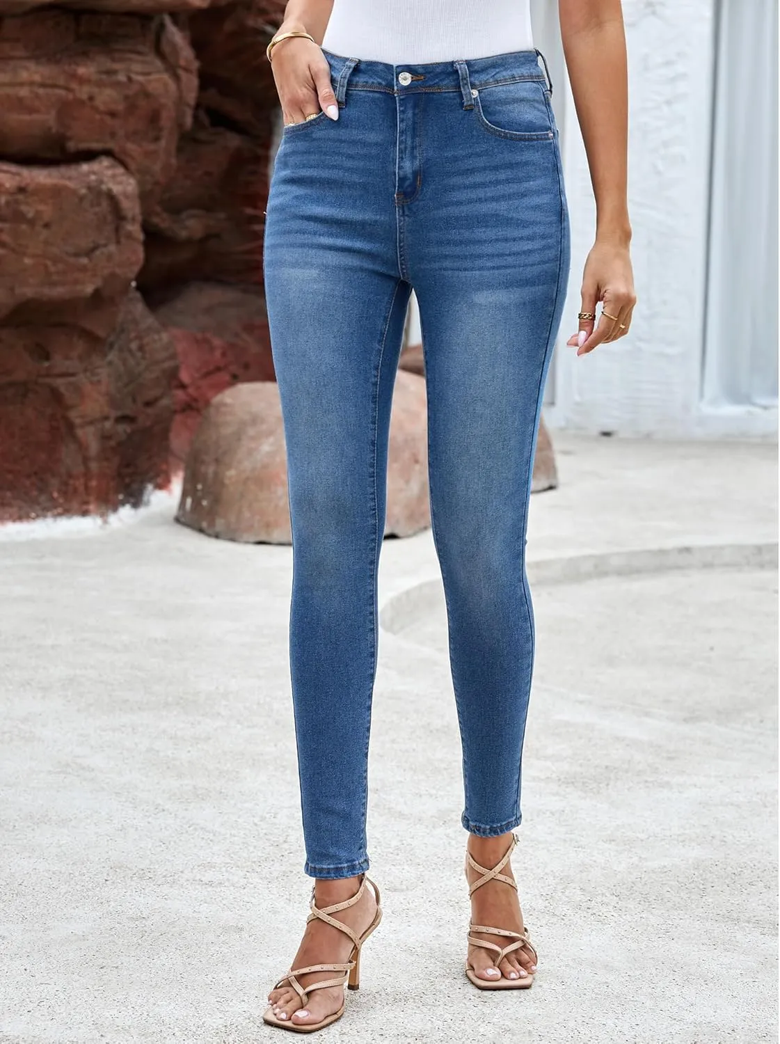LookbookStore Skinny Jeans for Women Trendy High Waist Slim Fit Comfort Jeggings Jeans Stretchy Denim Pants Work Casual