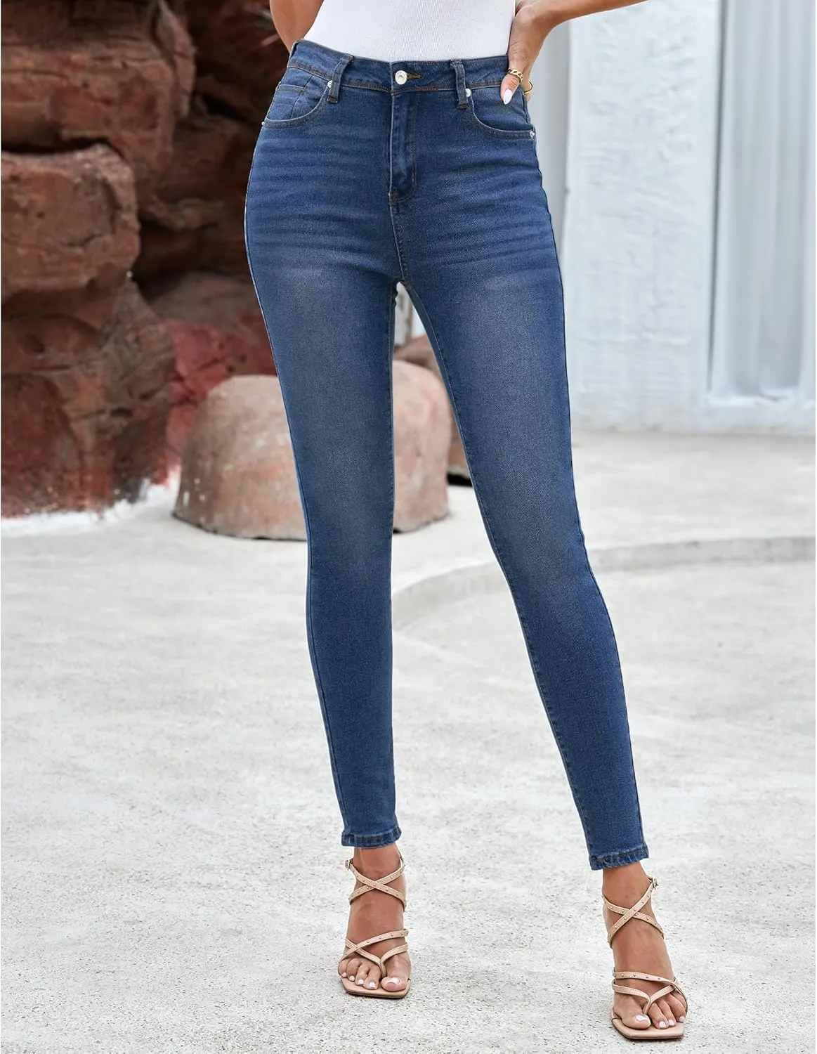 LookbookStore Skinny Jeans for Women Trendy High Waist Slim Fit Comfort Jeggings Jeans Stretchy Denim Pants Work Casual