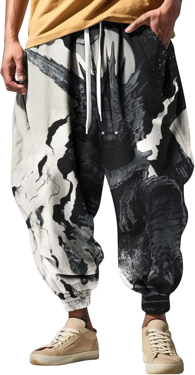 Loose Drop Crotch Trousers Street Feel Casual Sweatpants Baggy Elastic Drawstring Waist Aladdil Hippie Pant Baggy