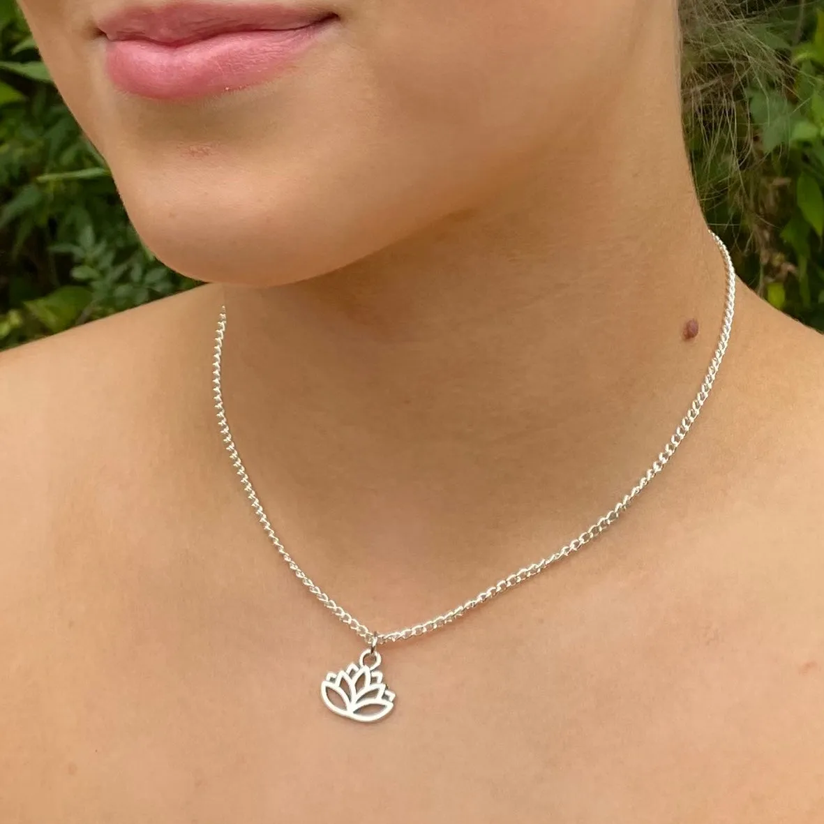 Lotus Flower Charm Pendant Necklace