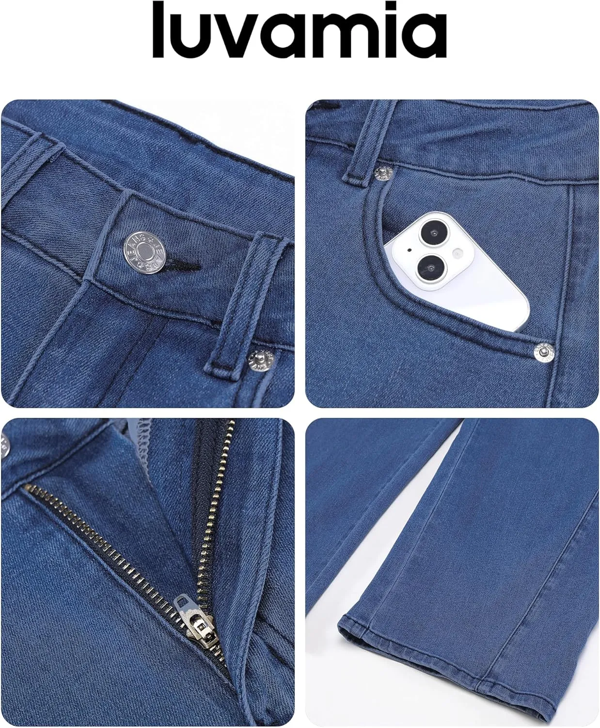 luvamia Barrel Jeans for Women High Waisted Trendy Baggy Stretch Denim Side Seamed Trouser Jeans Loose Fit Jean Pants