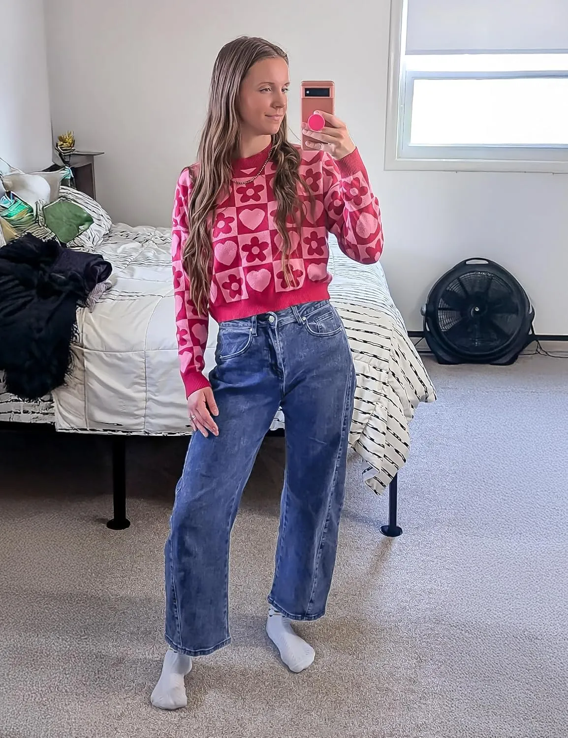 luvamia Barrel Jeans for Women High Waisted Trendy Baggy Stretch Denim Side Seamed Trouser Jeans Loose Fit Jean Pants