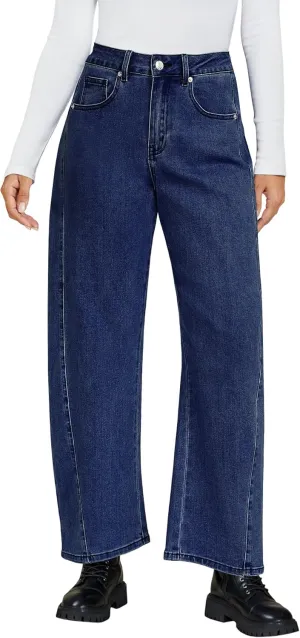 luvamia Barrel Jeans for Women High Waisted Trendy Baggy Stretch Denim Side Seamed Trouser Jeans Loose Fit Jean Pants