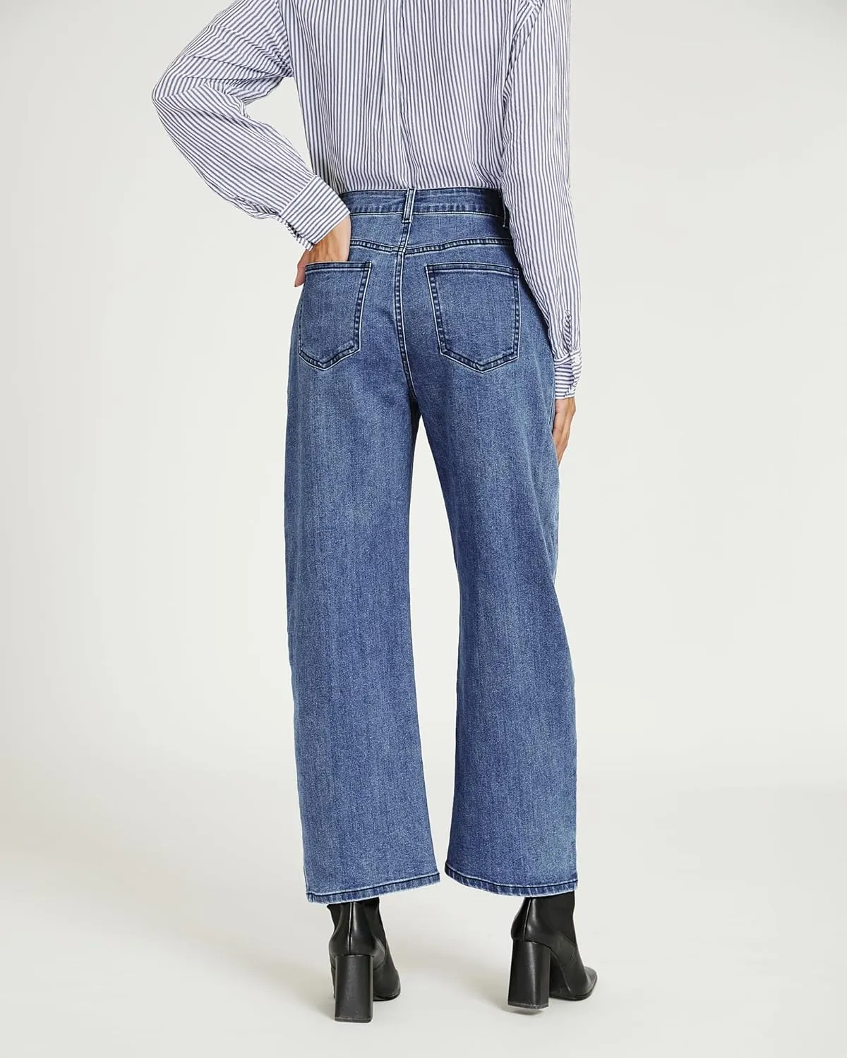 luvamia Barrel Jeans for Women High Waisted Trendy Baggy Stretch Denim Side Seamed Trouser Jeans Loose Fit Jean Pants