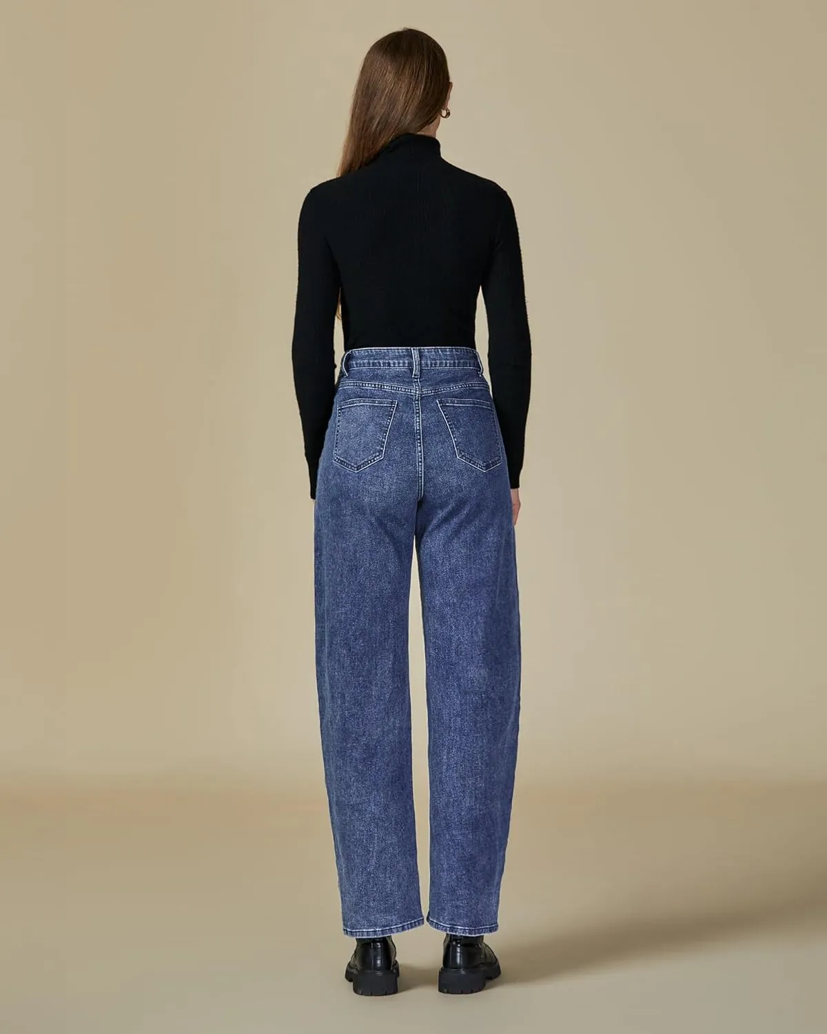 luvamia Barrel Jeans for Women High Waisted Trendy Baggy Stretch Denim Side Seamed Trouser Jeans Loose Fit Jean Pants