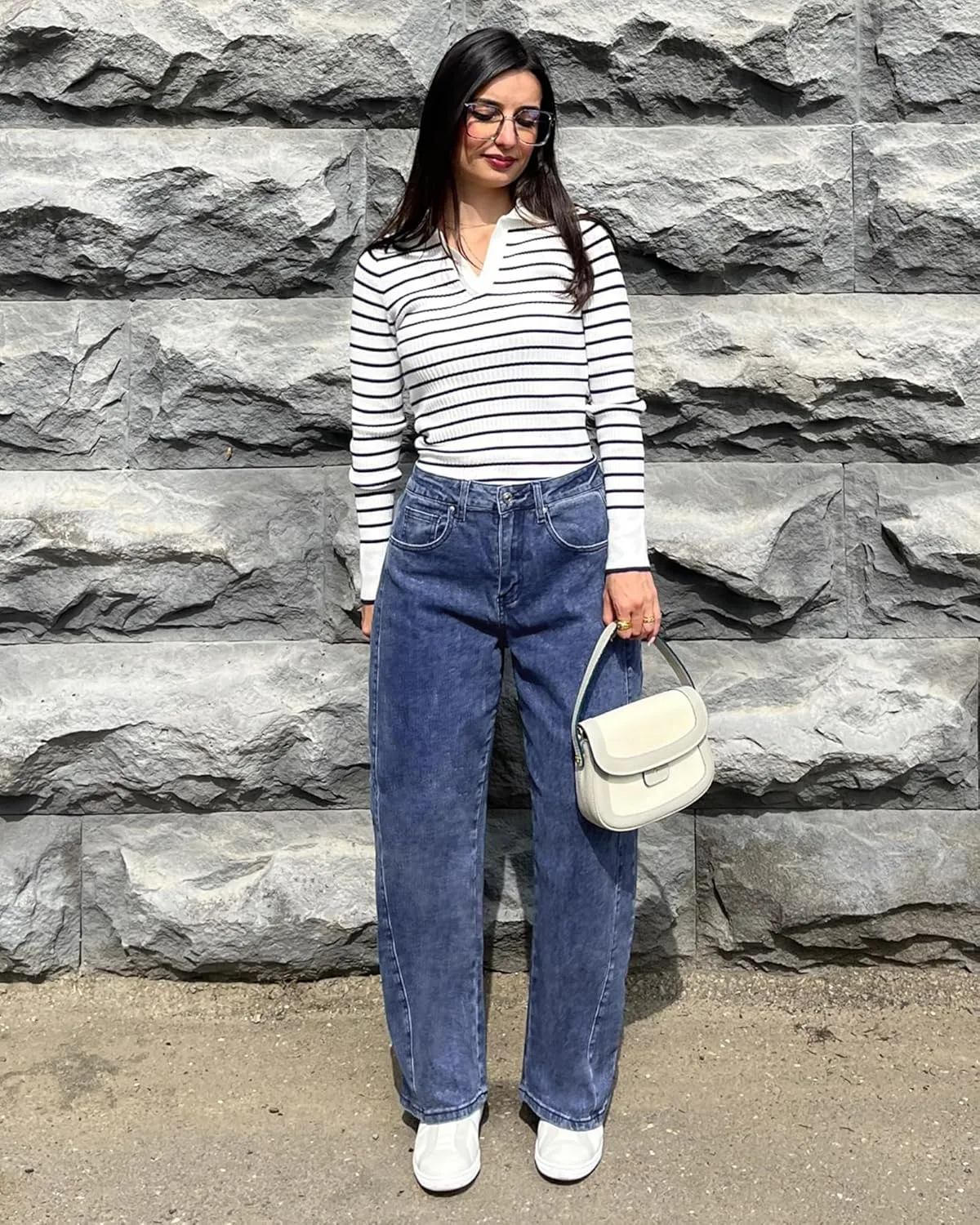 luvamia Barrel Jeans for Women High Waisted Trendy Baggy Stretch Denim Side Seamed Trouser Jeans Loose Fit Jean Pants