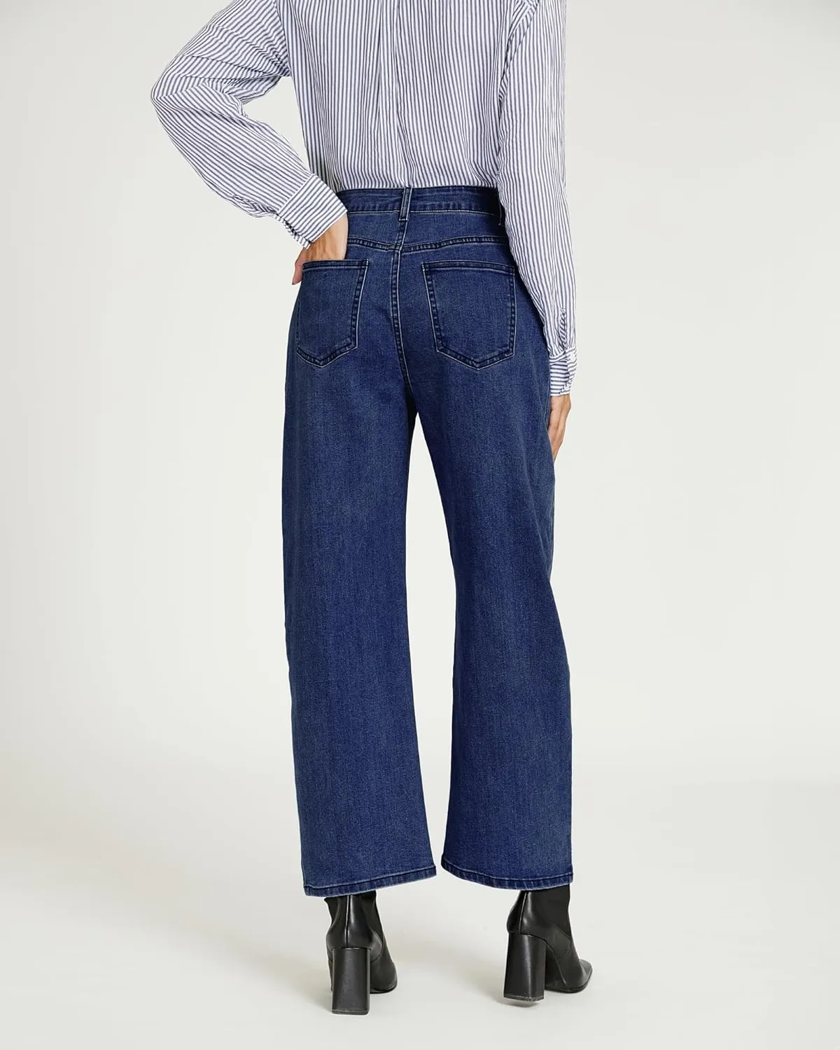 luvamia Barrel Jeans for Women High Waisted Trendy Baggy Stretch Denim Side Seamed Trouser Jeans Loose Fit Jean Pants