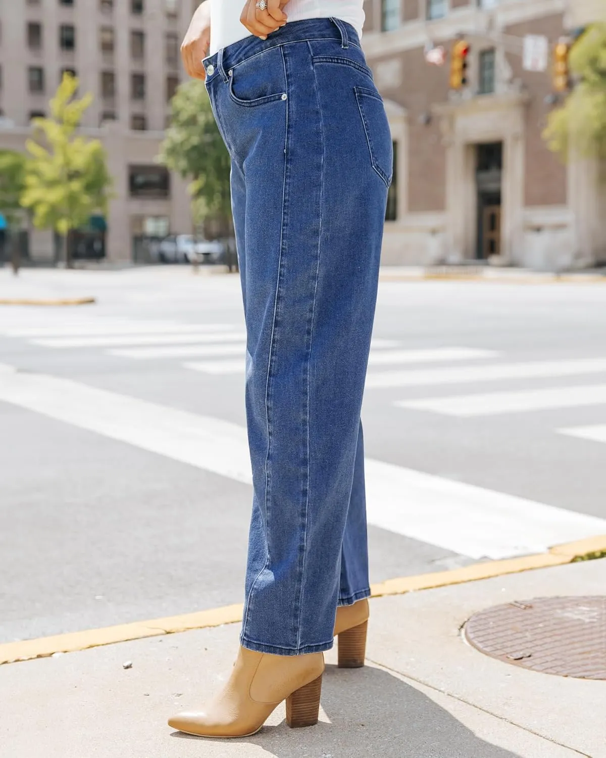 luvamia Barrel Jeans for Women High Waisted Trendy Baggy Stretch Denim Side Seamed Trouser Jeans Loose Fit Jean Pants