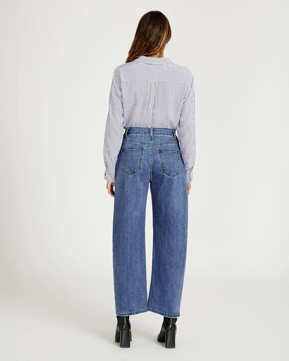 luvamia Barrel Jeans for Women High Waisted Trendy Baggy Stretch Denim Side Seamed Trouser Jeans Loose Fit Jean Pants