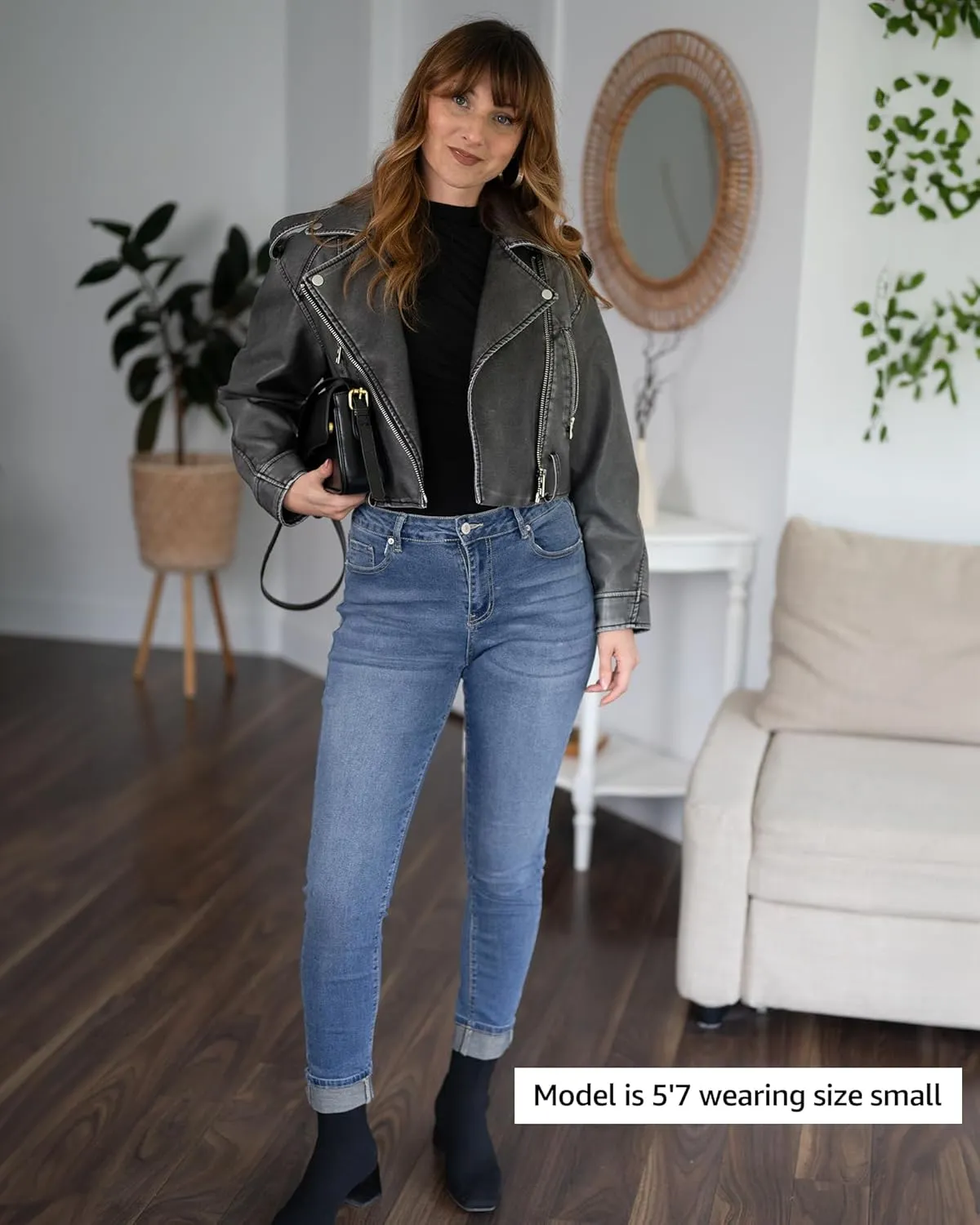 luvamia Skinny Jeans for Women Trendy High Waisted Fold Hem Slim Fit Stretchy Denim Pants Jeggings Jeans with Pockets
