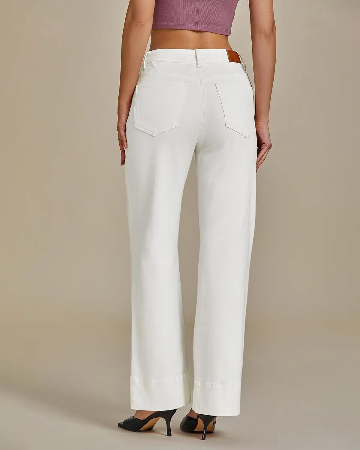 luvamia Wide Leg Jeans for Women High Waisted Flare Trendy Stretchy Denim Pants Baggy Classic Trouser Jeans with Pockets