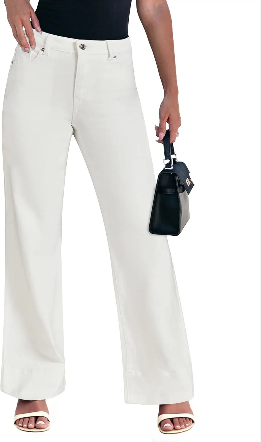 luvamia Wide Leg Jeans for Women High Waisted Flare Trendy Stretchy Denim Pants Baggy Classic Trouser Jeans with Pockets