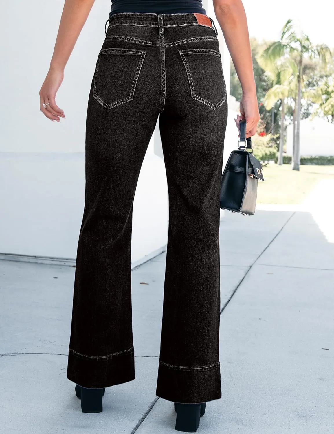 luvamia Wide Leg Jeans for Women High Waisted Flare Trendy Stretchy Denim Pants Baggy Classic Trouser Jeans with Pockets