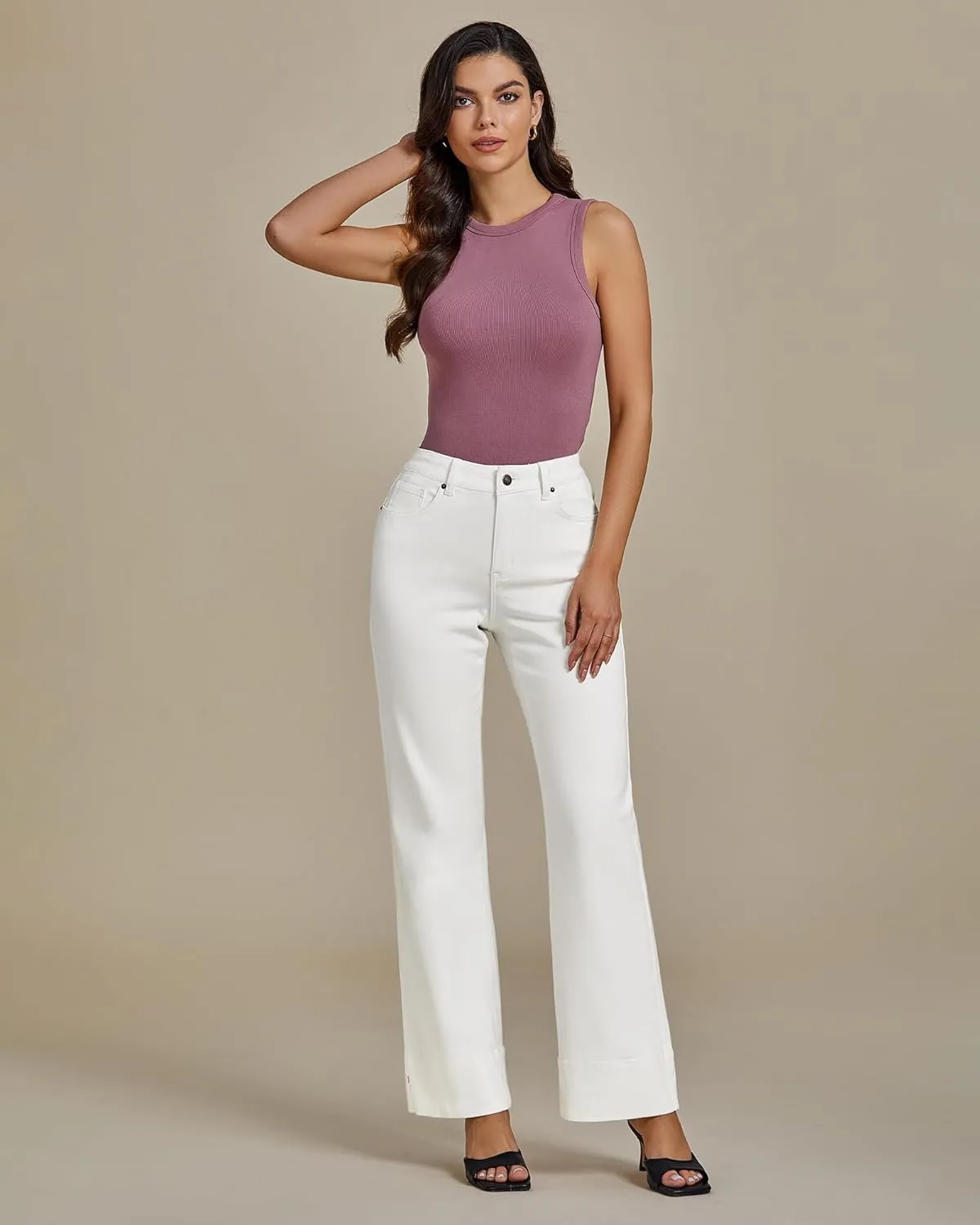 luvamia Wide Leg Jeans for Women High Waisted Flare Trendy Stretchy Denim Pants Baggy Classic Trouser Jeans with Pockets