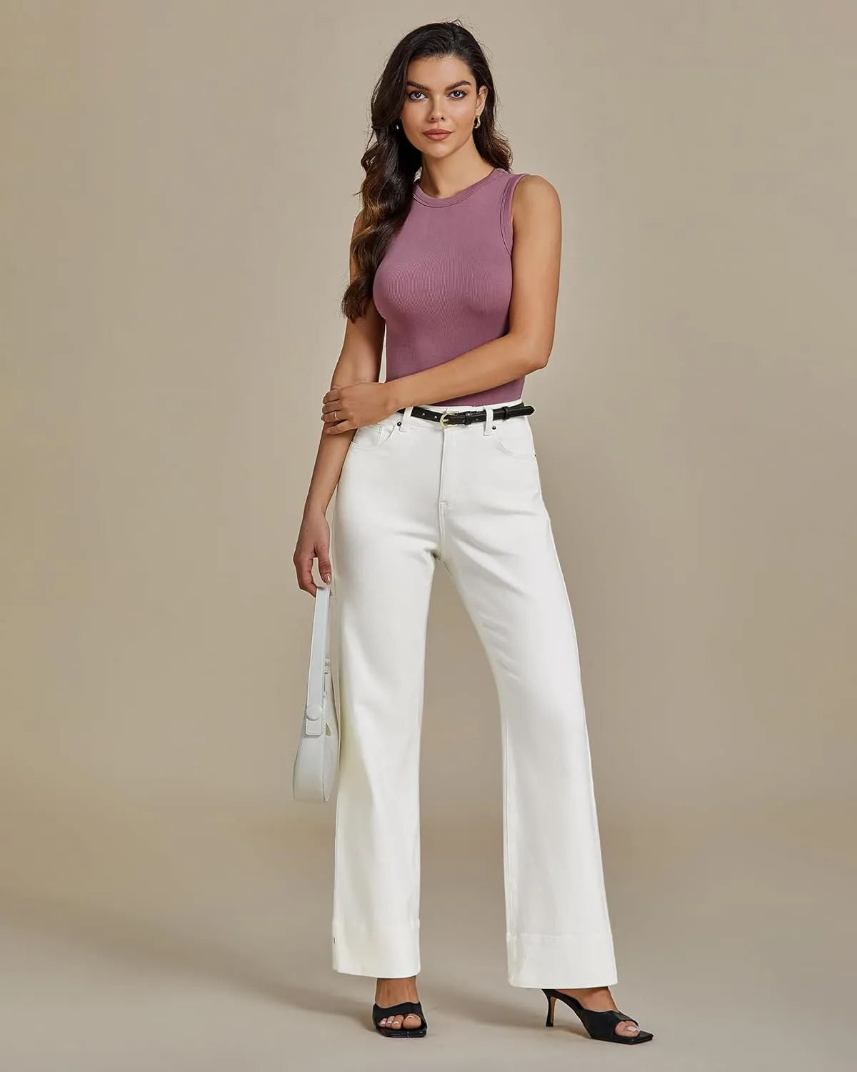luvamia Wide Leg Jeans for Women High Waisted Flare Trendy Stretchy Denim Pants Baggy Classic Trouser Jeans with Pockets