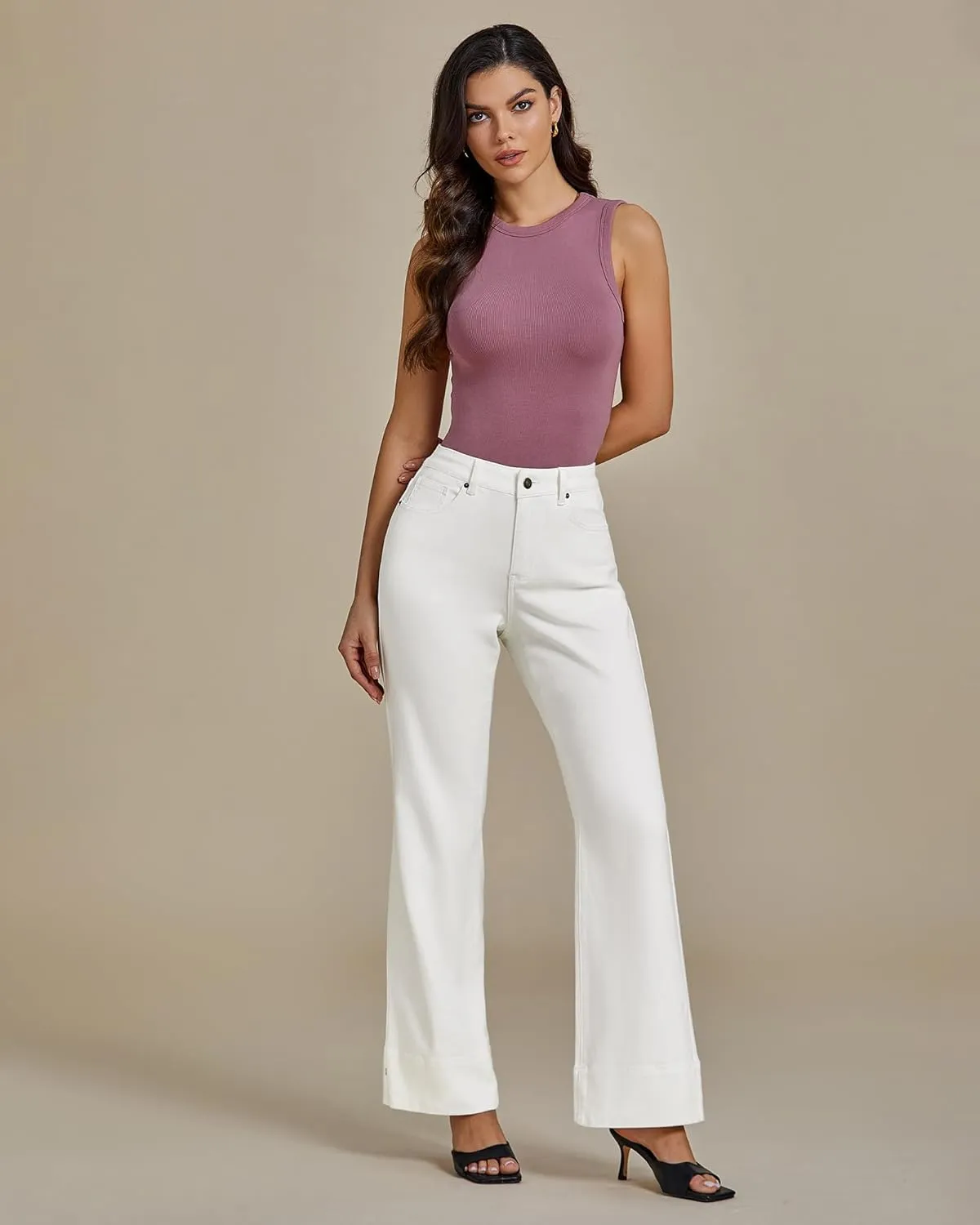 luvamia Wide Leg Jeans for Women High Waisted Flare Trendy Stretchy Denim Pants Baggy Classic Trouser Jeans with Pockets
