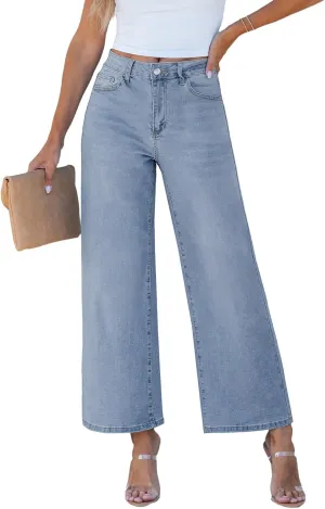 luvamia Wide Leg Jeans for Women High Waisted Relaxed Fit Trendy Stretchy Denim Pants Ankle Trouser Jeans with Pockets