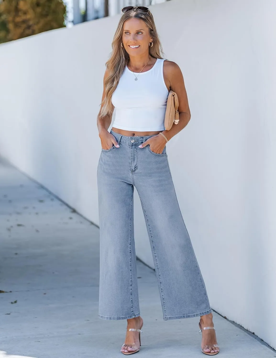 luvamia Wide Leg Jeans for Women High Waisted Relaxed Fit Trendy Stretchy Denim Pants Ankle Trouser Jeans with Pockets