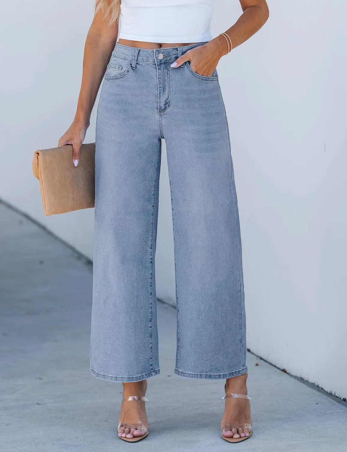 luvamia Wide Leg Jeans for Women High Waisted Relaxed Fit Trendy Stretchy Denim Pants Ankle Trouser Jeans with Pockets