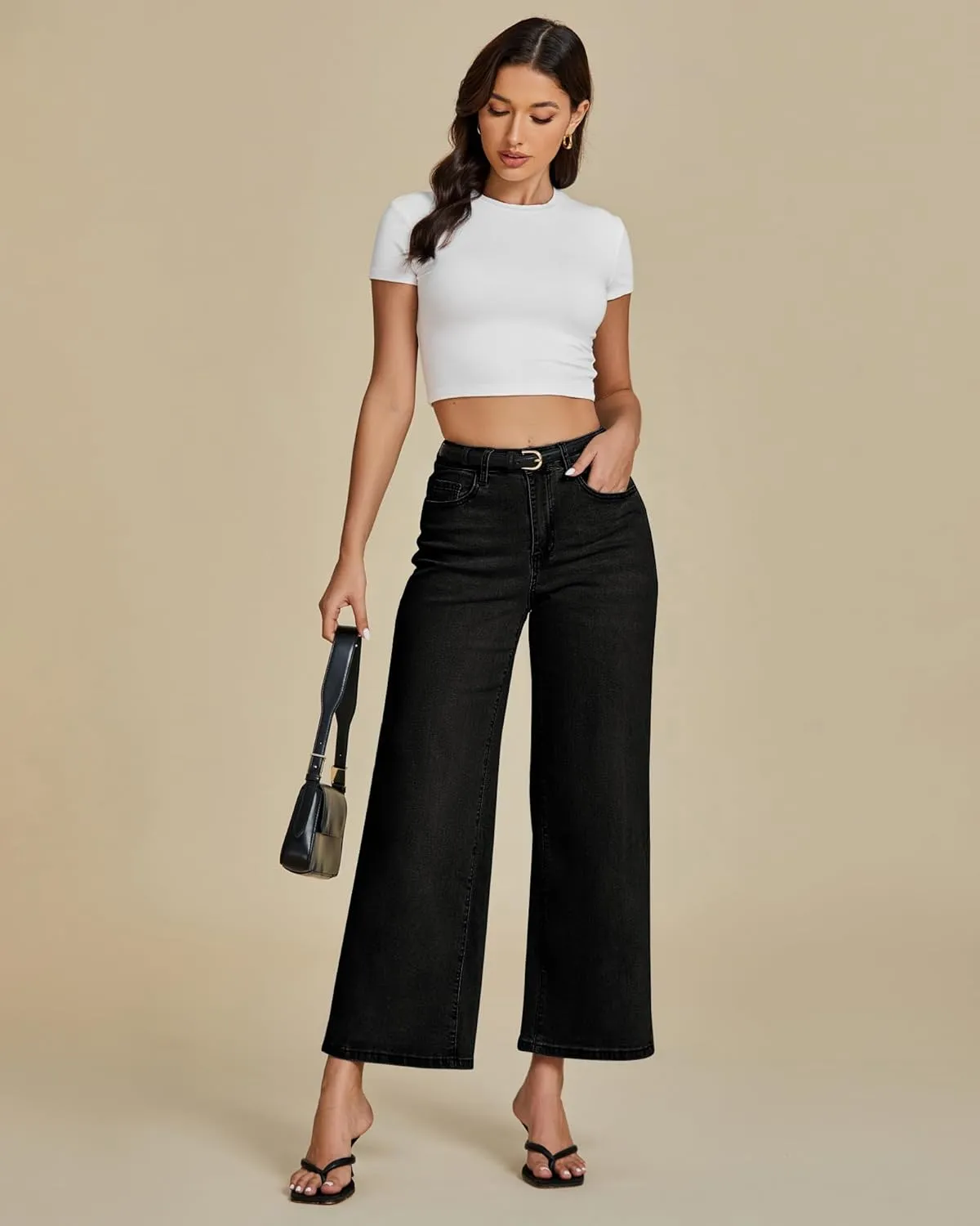 luvamia Wide Leg Jeans for Women High Waisted Relaxed Fit Trendy Stretchy Denim Pants Ankle Trouser Jeans with Pockets
