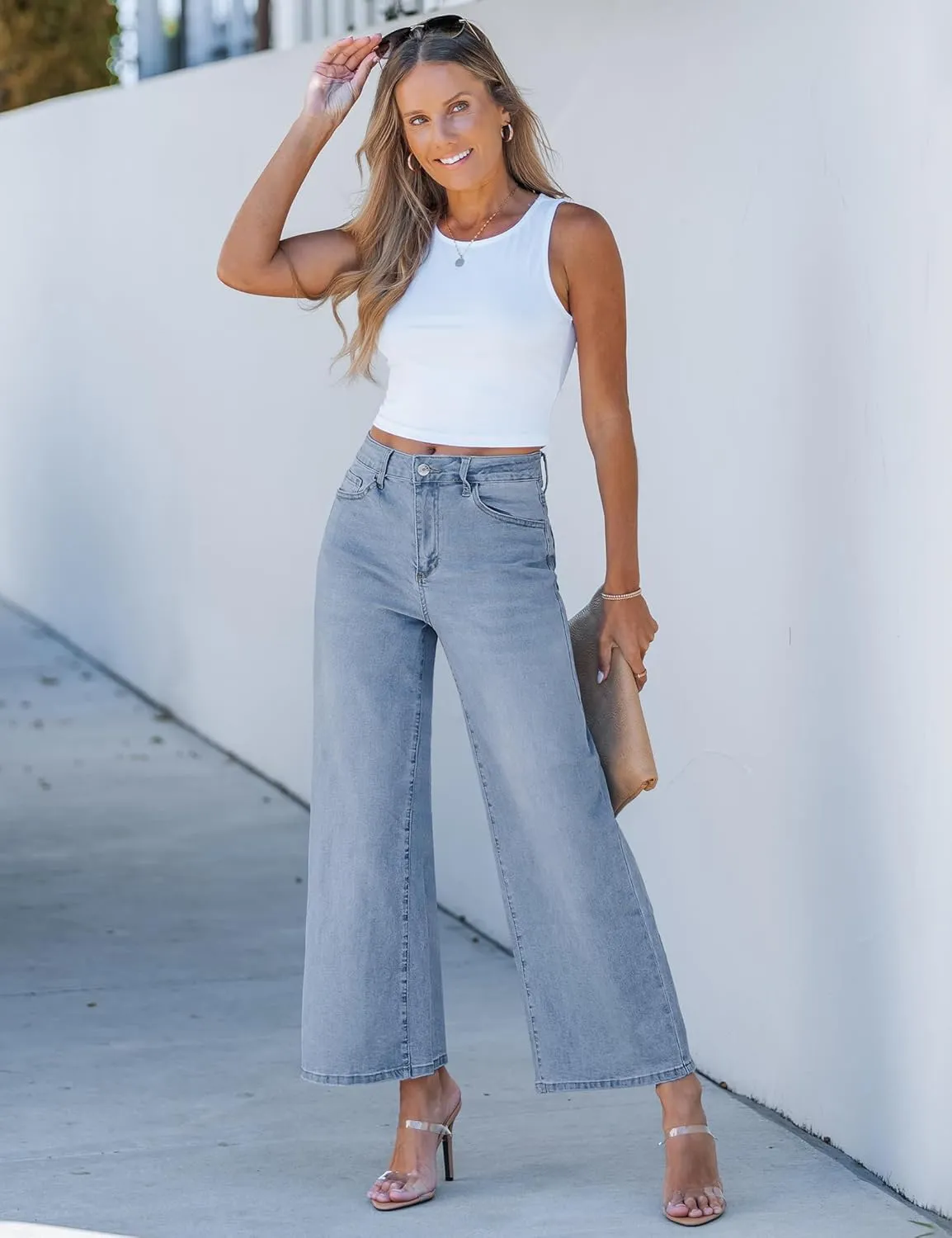 luvamia Wide Leg Jeans for Women High Waisted Relaxed Fit Trendy Stretchy Denim Pants Ankle Trouser Jeans with Pockets