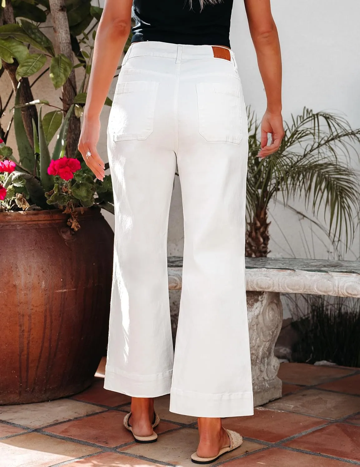 luvamia Wide Leg Jeans for Women Trendy High Waisted Flare Jeans Cropped Denim Pants Stretchy Baggy with Patch Pockets