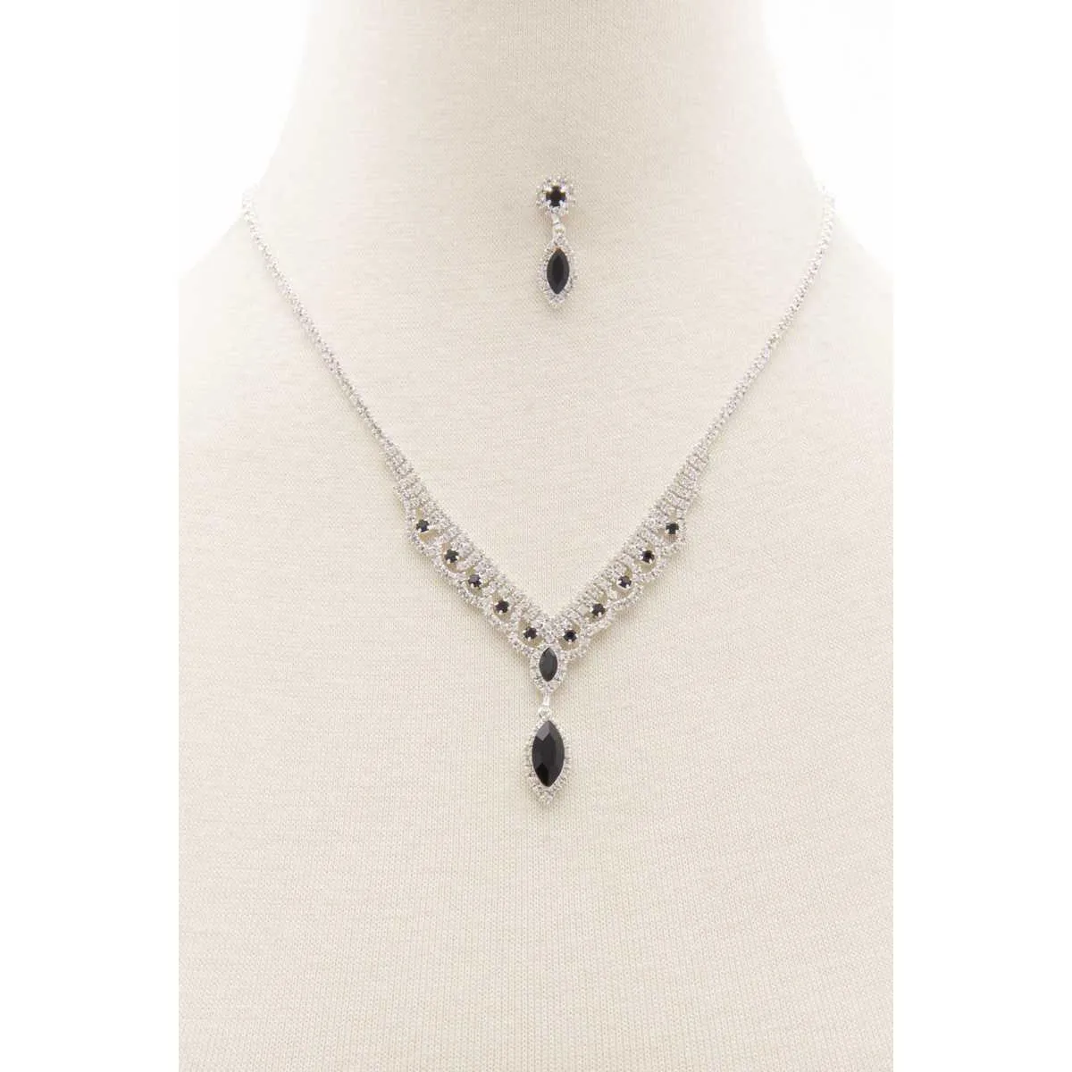 Marquise Shape Rhinestone Necklace