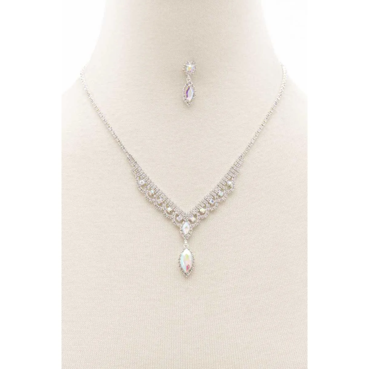Marquise Shape Rhinestone Necklace