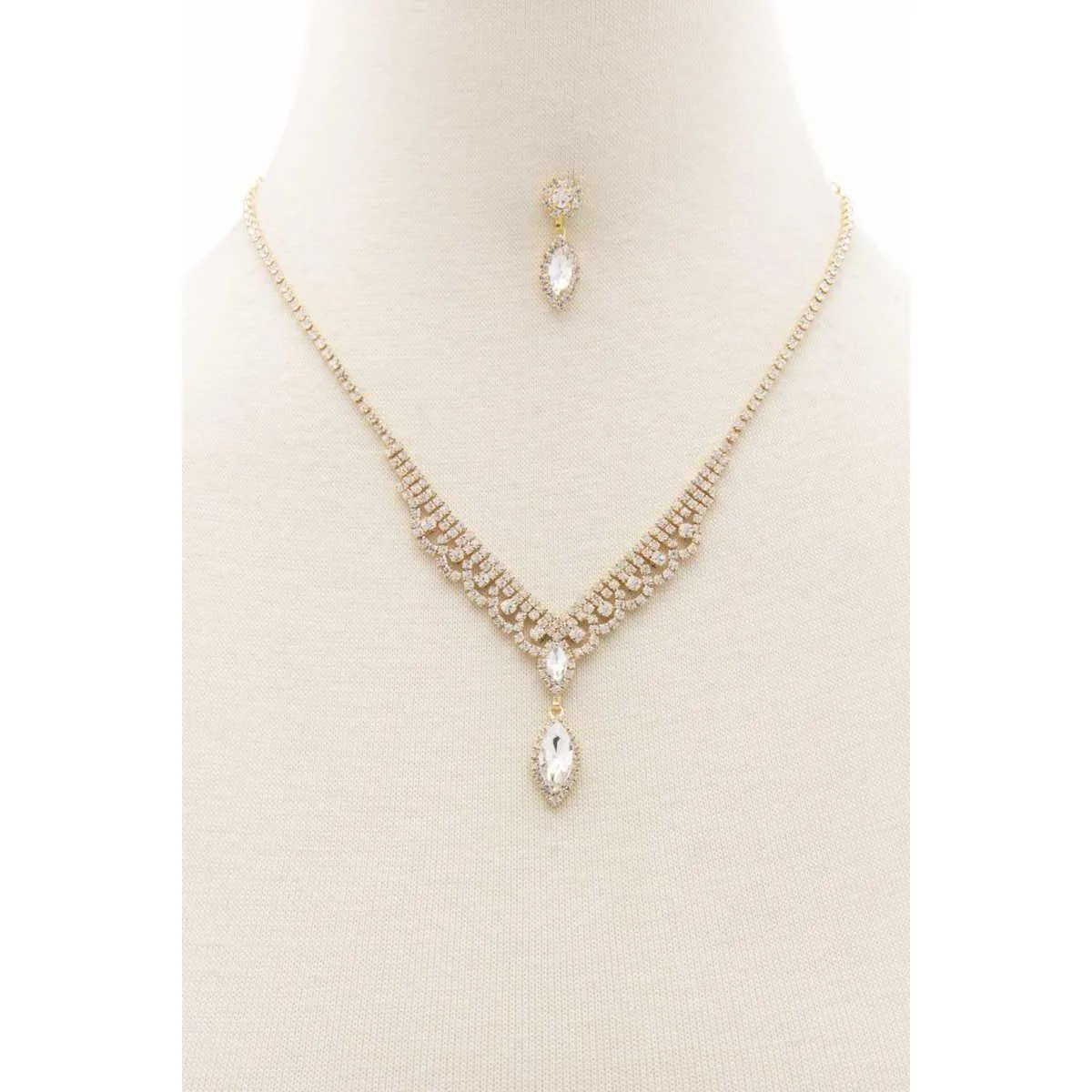 Marquise Shape Rhinestone Necklace