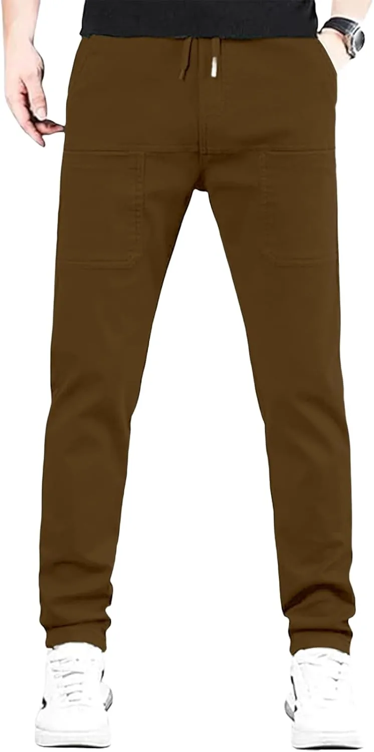 Men Comfy Cargo Pants Stretch Slim Fit Multi Pockets Hiking Pants Tactical Joggers Athletic Pants Tapered Casual Pant