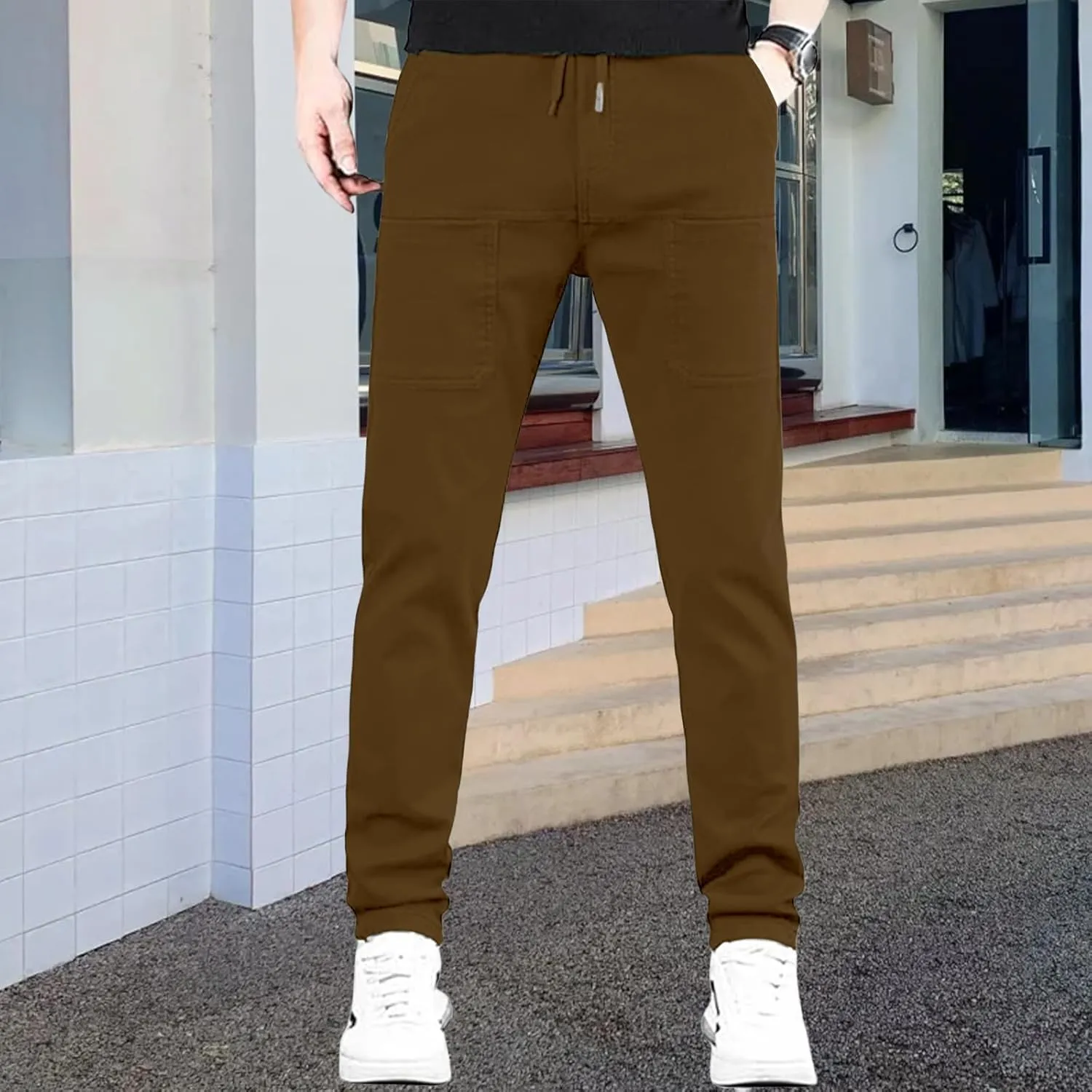 Men Comfy Cargo Pants Stretch Slim Fit Multi Pockets Hiking Pants Tactical Joggers Athletic Pants Tapered Casual Pant