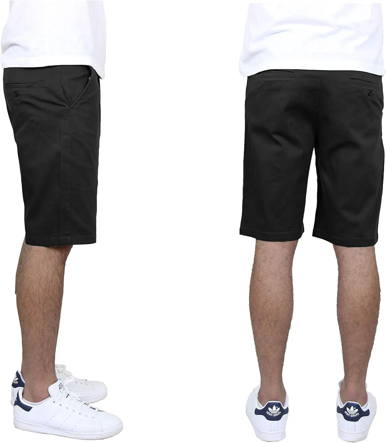 Men's 5-Pocket Flat-Front Stretch Chino Shorts (3-Pack, Size 30-40)