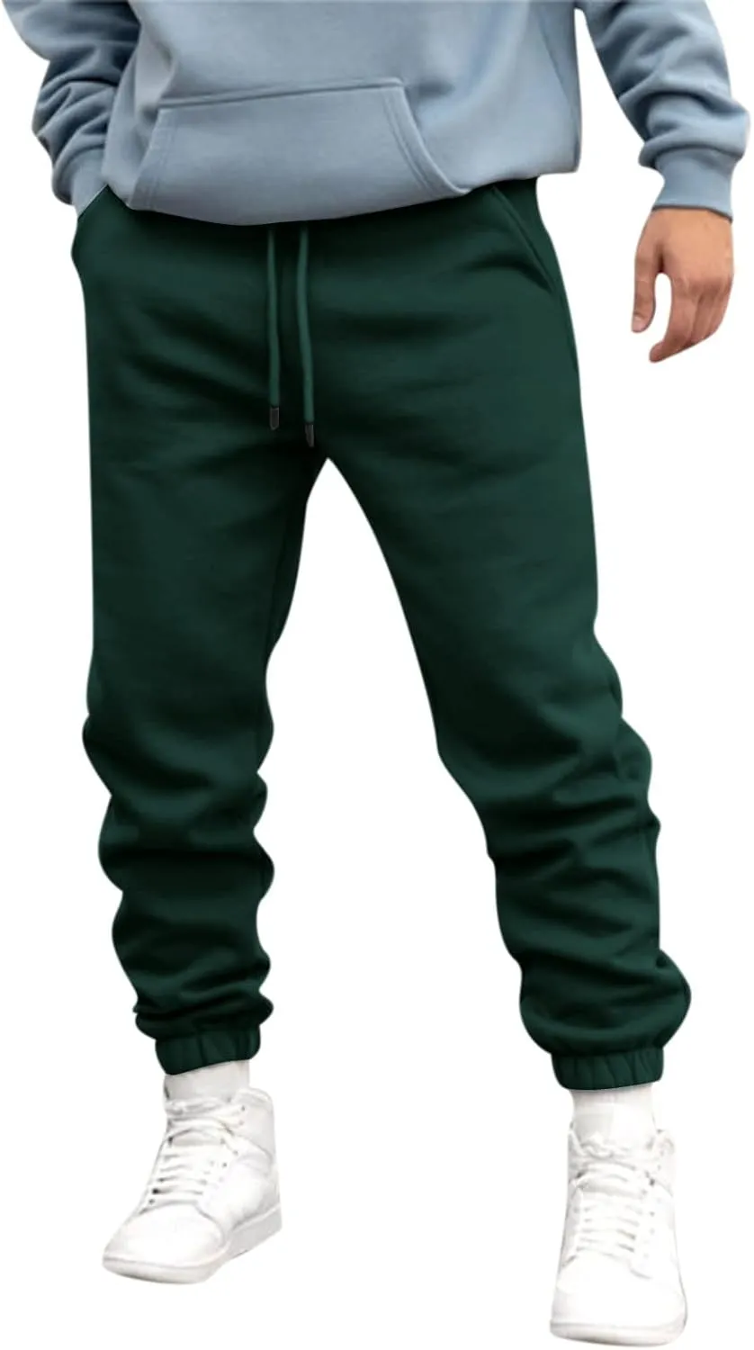 Mens Autumn and Winter High Street Fashion Loose Pants Fleece Lined Sweatpants Active Outdoor Sports Jogger Pants