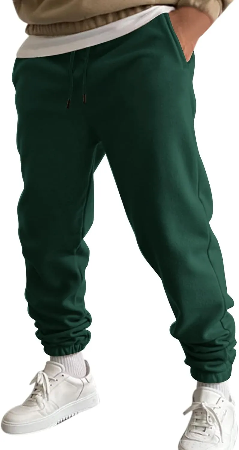 Mens Autumn and Winter High Street Fashion Loose Pants Fleece Lined Sweatpants Active Outdoor Sports Jogger Pants