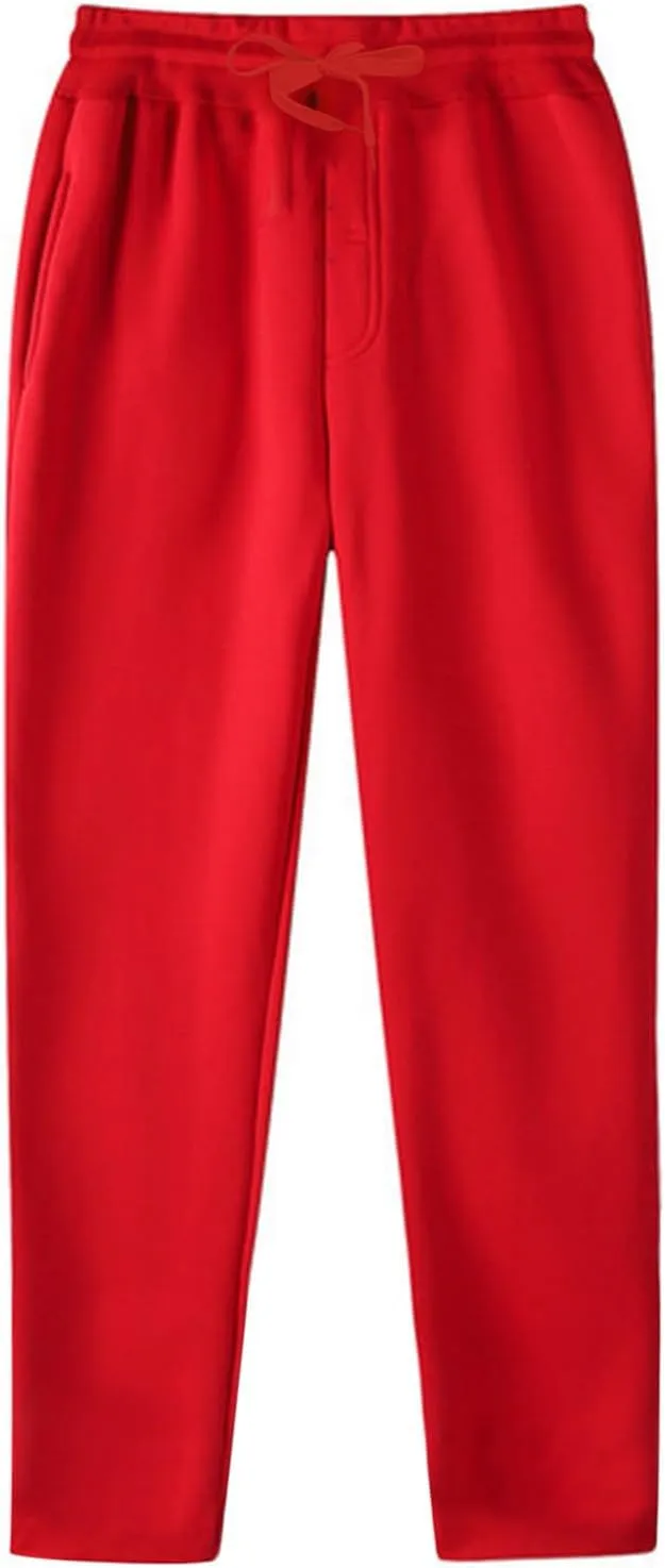 Men's Baggy Sweatpants Fleece Straight Leg Joggers, Workout Casual Pant Loose Athletic Trousers Elastic Waist Pockets