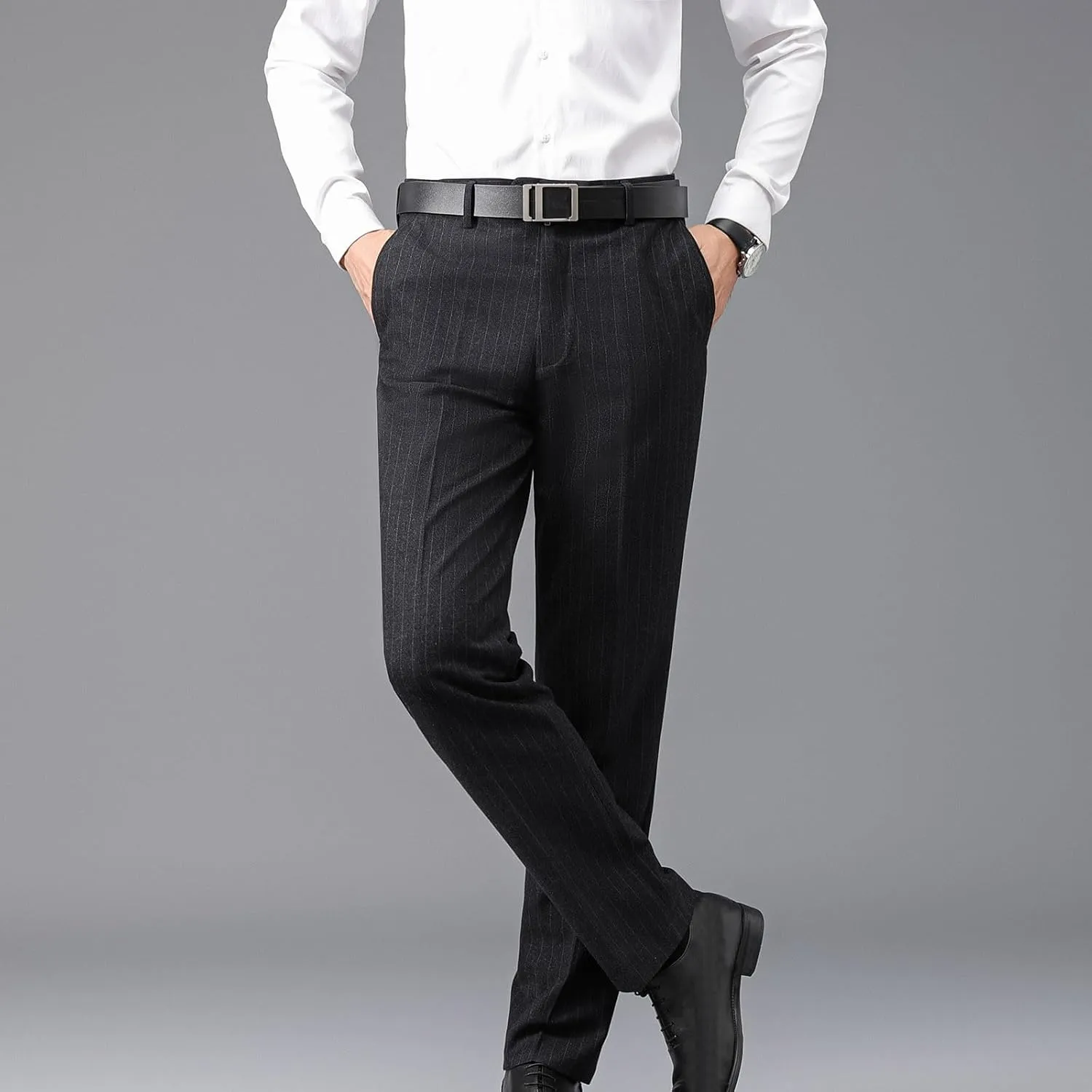 Mens Business Casual Pants Relaxed Fit Regular Fit Stretch Straight Leg Pants Cozy Slim Fit Work Casual Work Pants