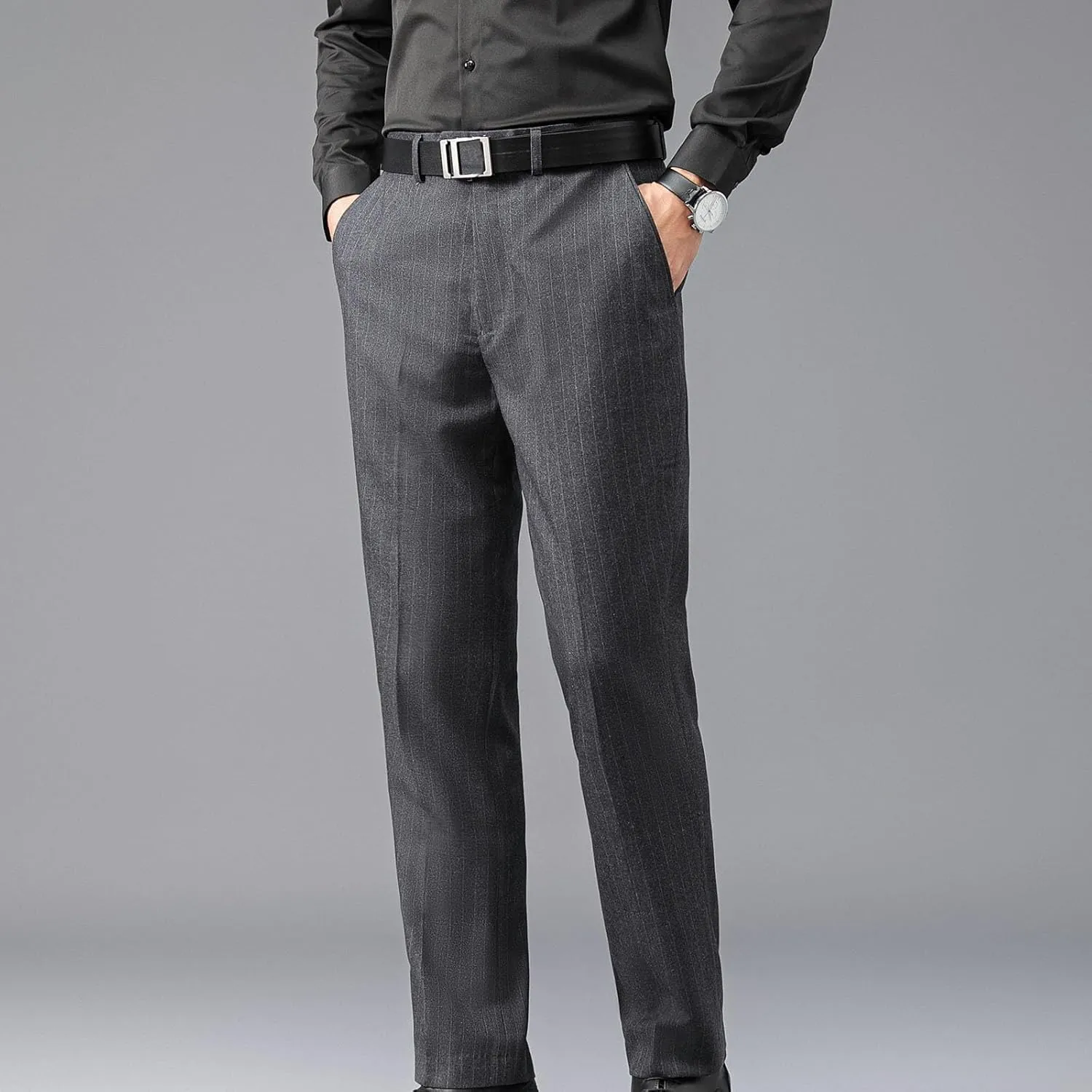 Mens Business Casual Pants Relaxed Fit Regular Fit Stretch Straight Leg Pants Cozy Slim Fit Work Casual Work Pants