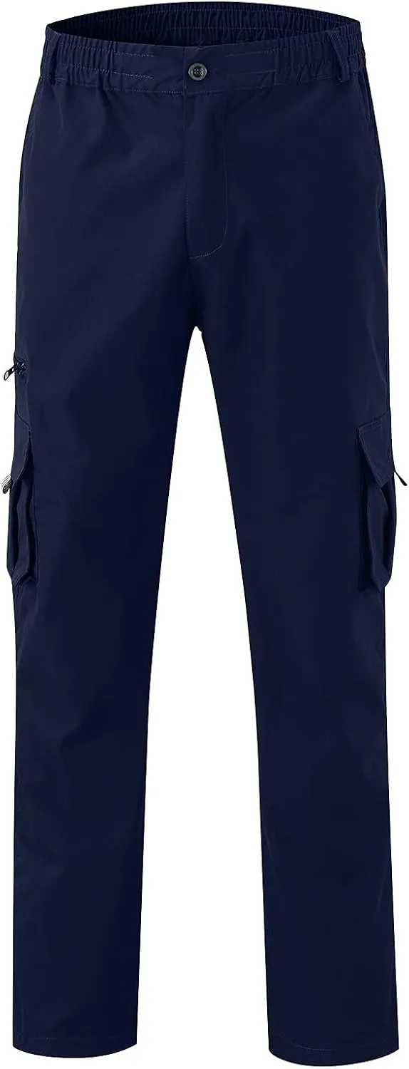 Mens Cargo Joggers Pants Casual Twill Chino Cotton Elastic Drawstring Outdoor Hiking Sweatpants Pants