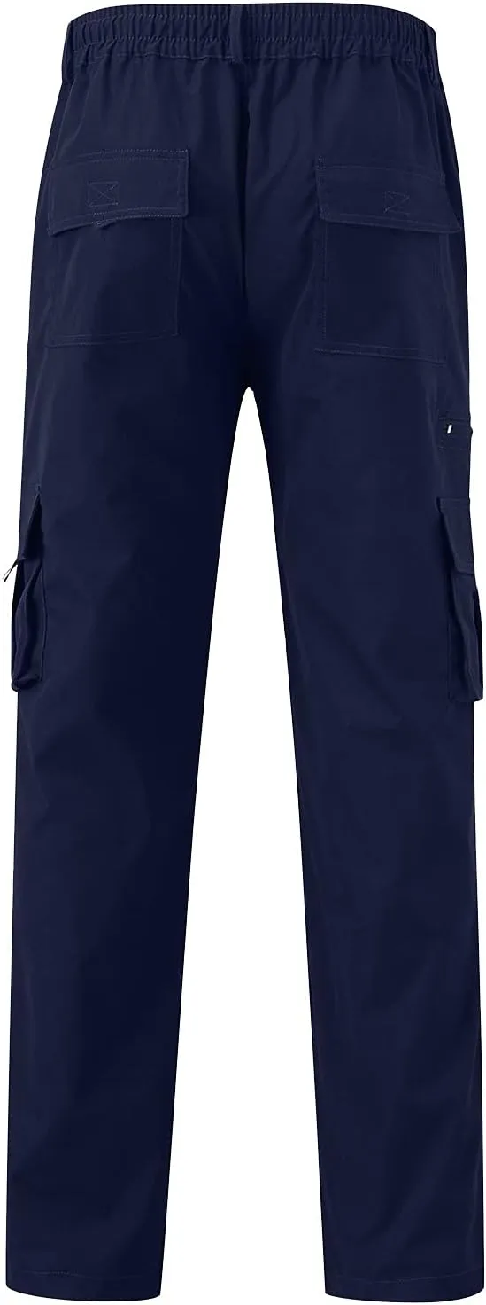 Mens Cargo Joggers Pants Casual Twill Chino Cotton Elastic Drawstring Outdoor Hiking Sweatpants Pants
