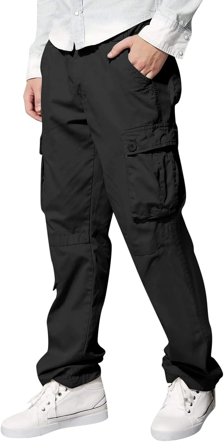Men's Cargo Pants Casual Multi Pockets Twill Chino Pants Athletic Sweatpant Loose-Fit Classic Lightweight Daily Wear