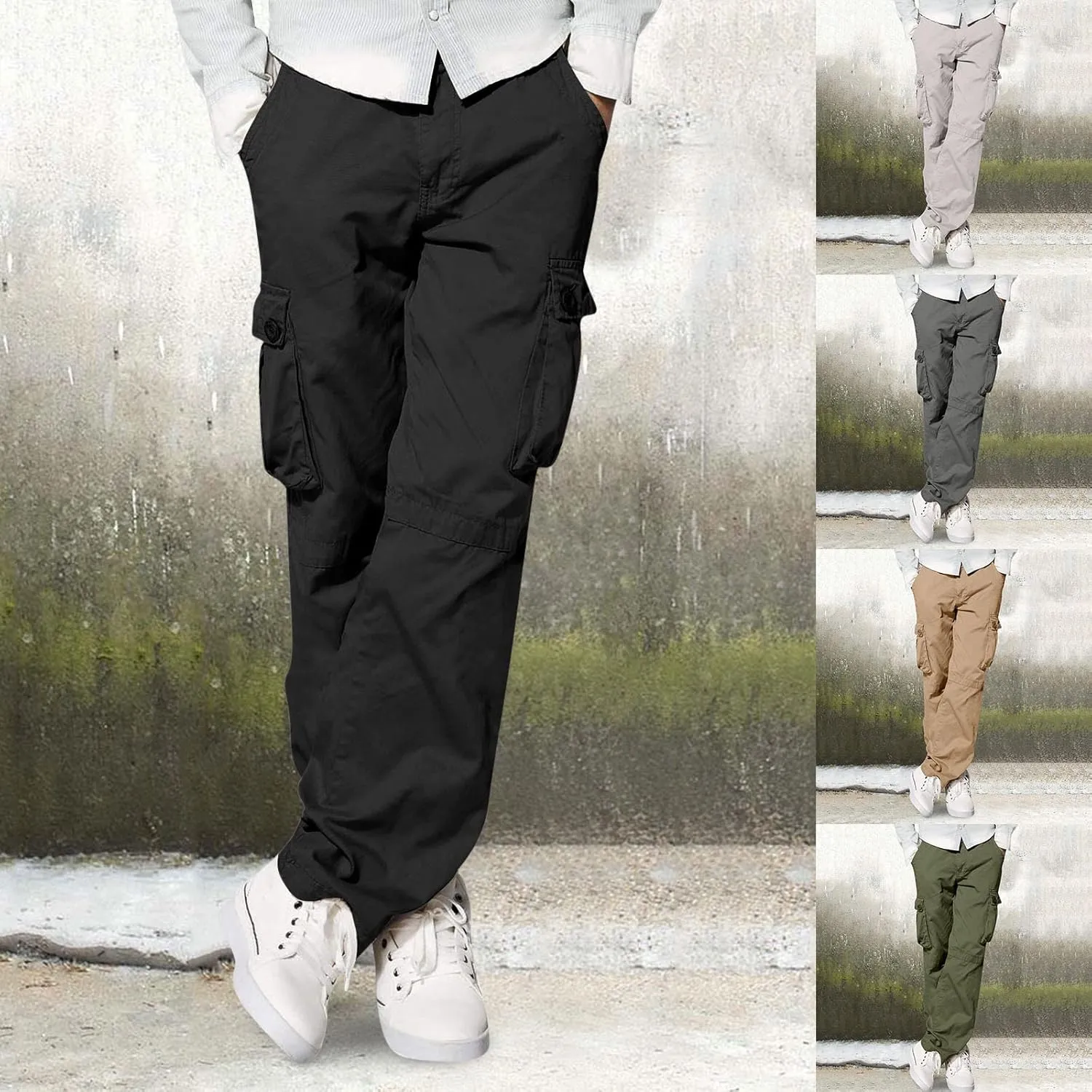 Men's Cargo Pants Casual Multi Pockets Twill Chino Pants Athletic Sweatpant Loose-Fit Classic Lightweight Daily Wear