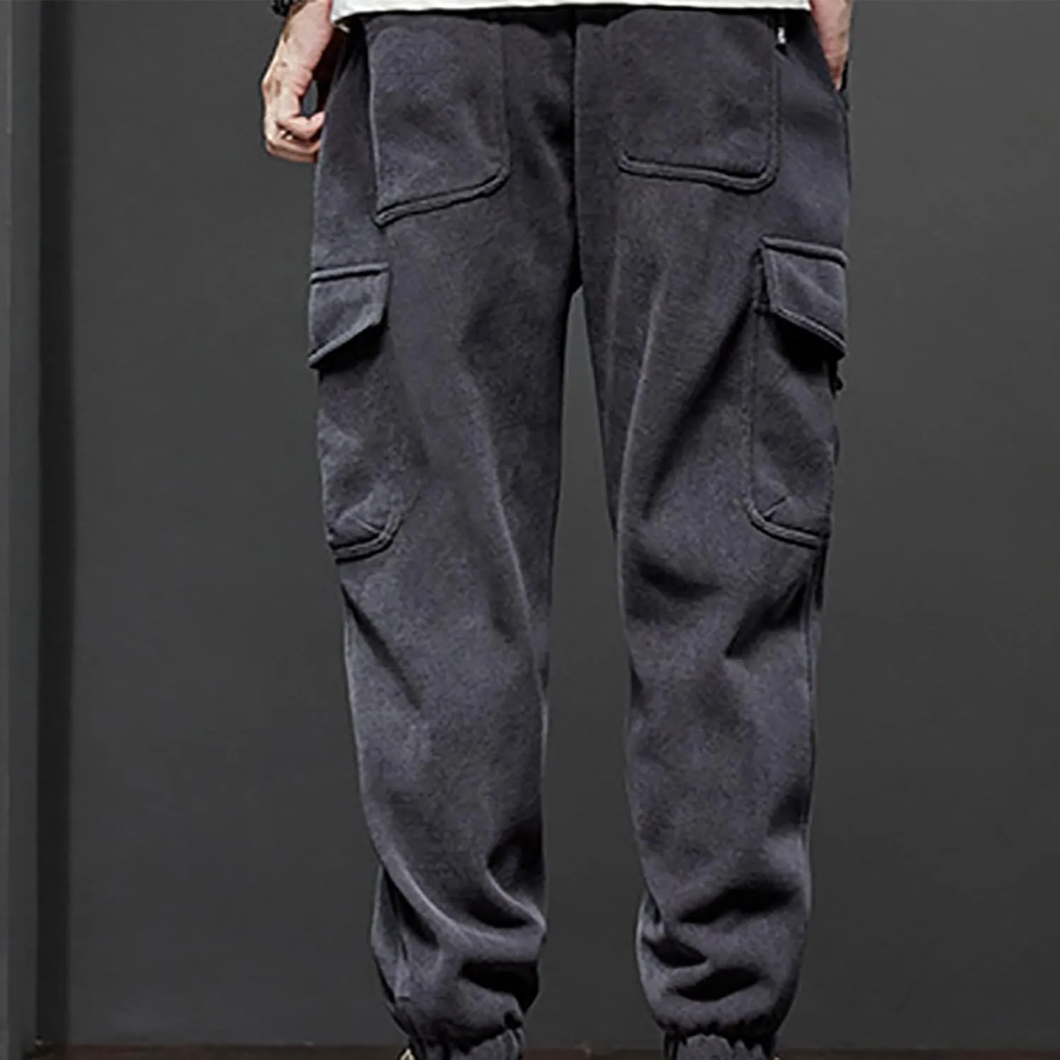Mens Cargo Pants Elastic Waist Hiking Pants Multi Pockets Classic Fit Comfort Utility Cargo Work Pants Regular Fit