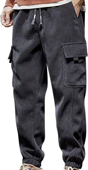 Mens Cargo Pants Elastic Waist Hiking Pants Multi Pockets Classic Fit Comfort Utility Cargo Work Pants Regular Fit