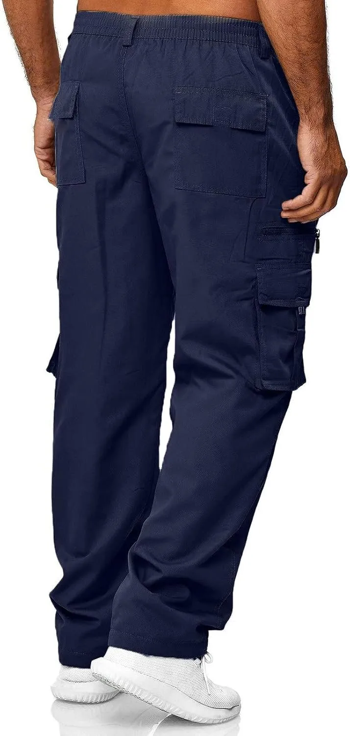 Men's Cargo Pants Straight Leg Hiking Joggers Lightweight Loose Pants Outdoor Streetwear Trousers with Pocket