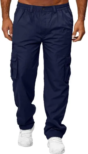 Men's Cargo Pants Straight Leg Hiking Joggers Lightweight Loose Pants Outdoor Streetwear Trousers with Pocket