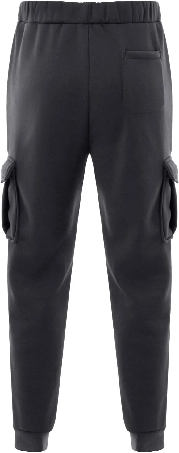 Mens Cargo Sweatpants Baggy Drawstring Elastic Waist Athletic Gym Pants Fall Winter Long Trousers with Pockets