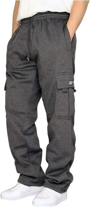 Mens Cargo Sweatpants Casual Fleece Joggers Elastic Waist Drawstring Pants Stretch with Pocket Sweatpants Baggy 2024