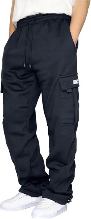 Mens Cargo Sweatpants Casual Fleece Joggers Elastic Waist Drawstring Pants Stretch with Pocket Sweatpants Baggy 2024