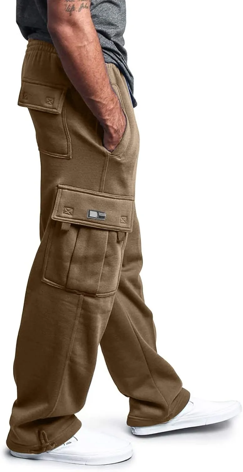 Men's Casual Cargo Pants, Hiking Pants Workout Joggers Sweatpants for Men, Rope Loose Fit Lightweight Sports Trousers